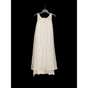 Vintage Movie Star White 2 Layer Chiffon Night Gown Bow Detail Sz Medium